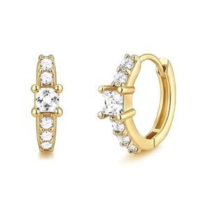 Savvy Cie Stacked Stone Huggie Hoop Earrings